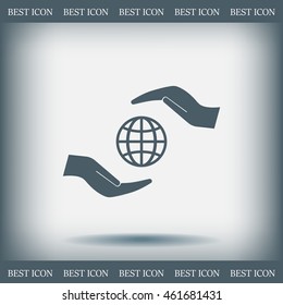 Earth insurance web icon. vector design