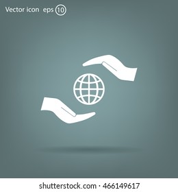 Earth insurance web icon. vector design