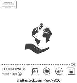 Earth insurance web icon. vector design