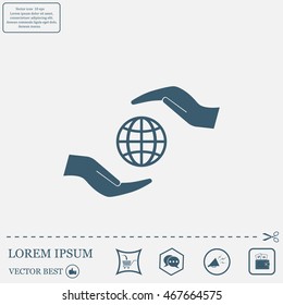 Earth insurance web icon. vector design