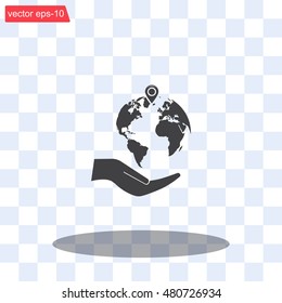 Earth insurance web icon. vector design