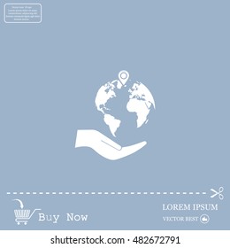 Earth insurance web icon. vector design