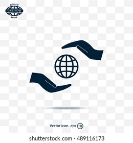 Earth insurance web icon. vector design