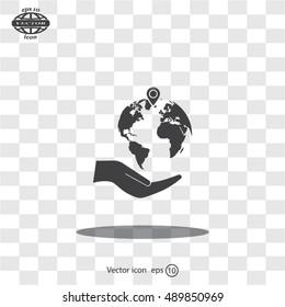 Earth insurance web icon. vector design