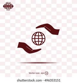 Earth insurance web icon. vector design