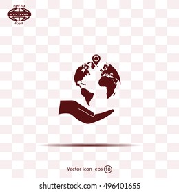 Earth insurance web icon. vector design