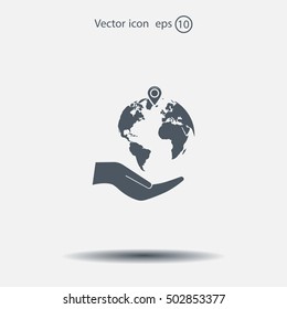 Earth insurance web icon. vector design
