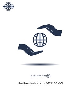 Earth insurance web icon. vector design
