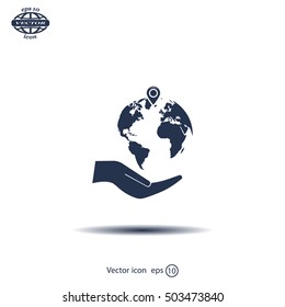 Earth insurance web icon. vector design