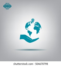 Earth insurance web icon. vector design