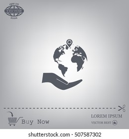 Earth insurance web icon. vector design