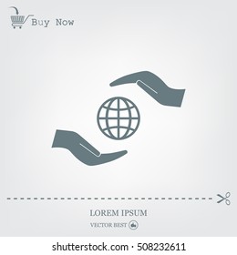 Earth insurance web icon. vector design