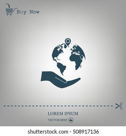 Earth insurance web icon. vector design