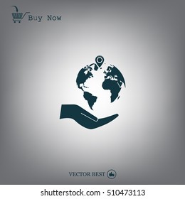 Earth insurance web icon. vector design
