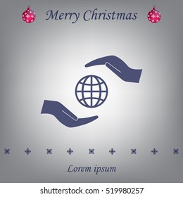 Earth insurance web icon. vector design