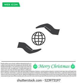 Earth insurance web icon. vector design