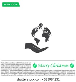 Earth insurance web icon. vector design