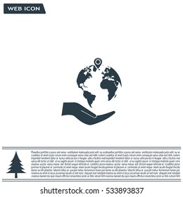 Earth insurance web icon. vector design