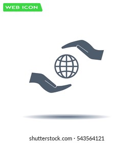 Earth insurance web icon. vector design