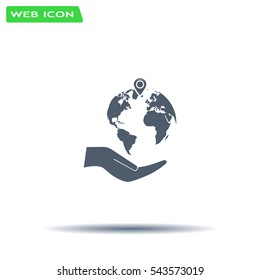 Earth insurance web icon. vector design