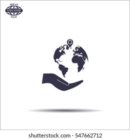 Earth insurance web icon. vector design