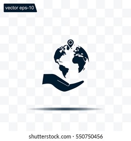 Earth insurance web icon. vector design