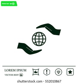 Earth insurance web icon. vector design