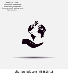 Earth insurance web icon. vector design
