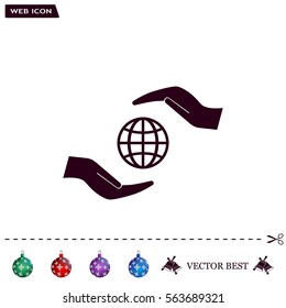 Earth insurance web icon. vector design