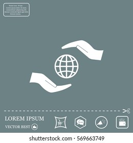 Earth insurance web icon. vector design