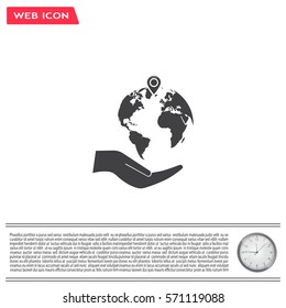 Earth insurance web icon. vector design