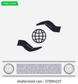 Earth insurance web icon. vector design