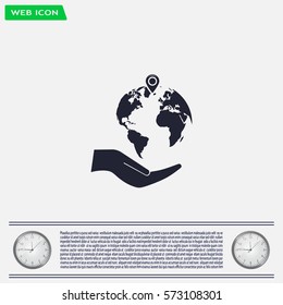 Earth insurance web icon. vector design
