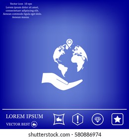 Earth insurance web icon. vector design