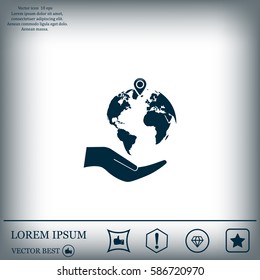 Earth insurance web icon. vector design