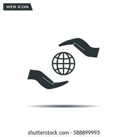 Earth insurance web icon. vector design