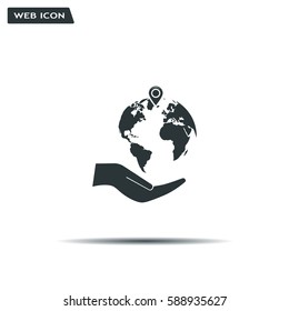 Earth insurance web icon. vector design