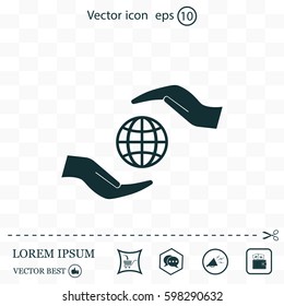 Earth insurance web icon. vector design