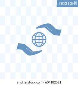 Earth insurance web icon. vector design