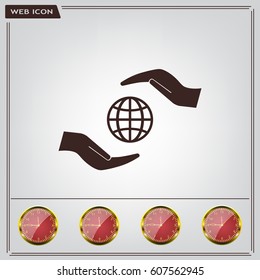 Earth insurance web icon. vector design
