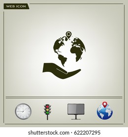 Earth insurance web icon. vector design
