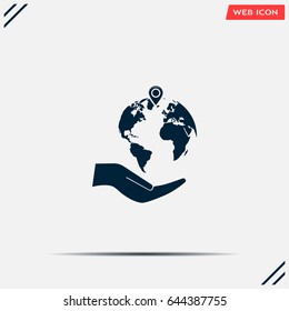 Earth insurance web icon. vector design