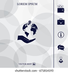 Earth insurance web icon. vector design
