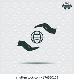 Earth insurance web icon. vector design