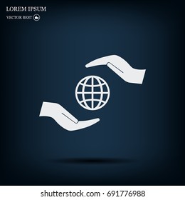 Earth insurance web icon. vector design