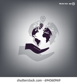 Earth insurance web icon. vector design