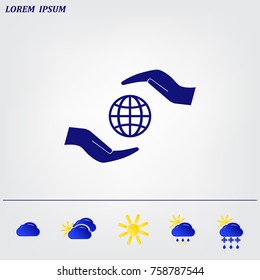 Earth insurance web icon. vector design