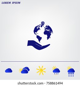 Earth insurance web icon. vector design