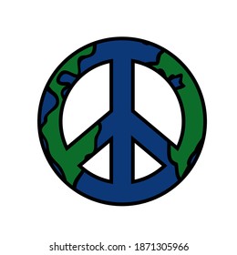 Earth international symbol of peace disarmament anti war movementpacific doodle symbol logo icon sign emblem Hand drawn Cartoon children's style Fashion print clothes apparel greeting invitation card