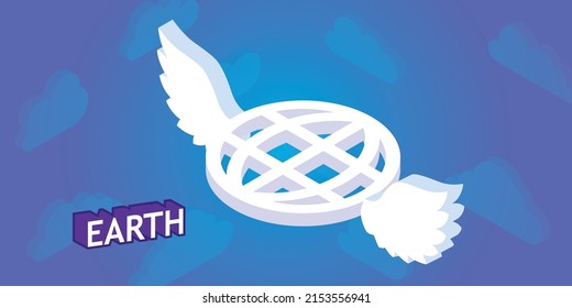 Earth isometric design icon. Vector web illustration. 3d colorful concept
